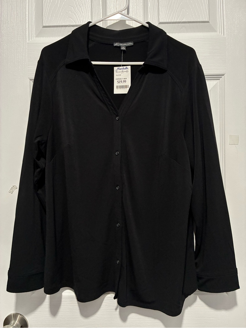 Adrianna Papell black button-front collared blouse
